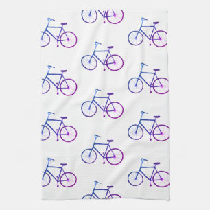 Lila blaues Fahrradfahrradmuster-Küchentuch Geschirrtuch