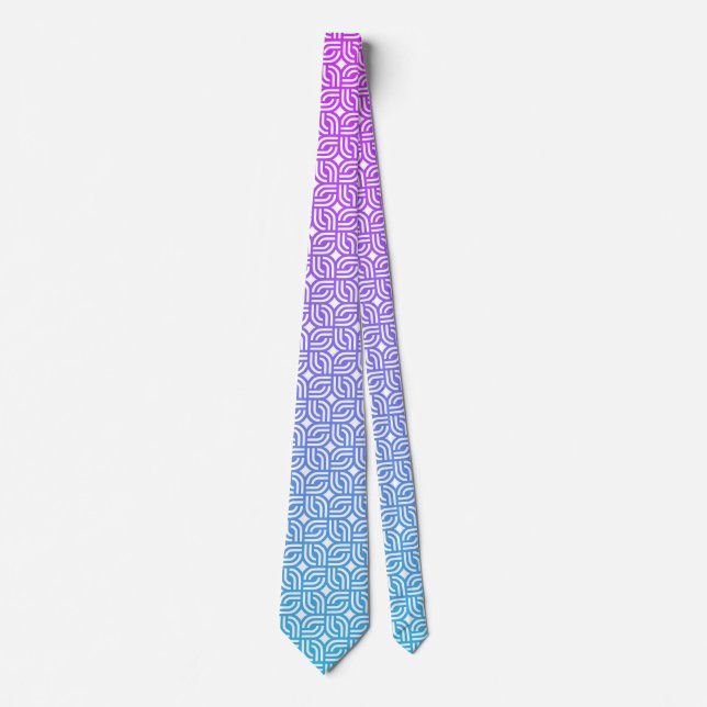 Lila-blaues geometrisches Muster Krawatte (Vorderseite)