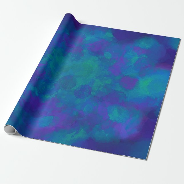 Lila blaues Grünelegantes Watercolor-Muster Geschenkpapier (Ungerollt)