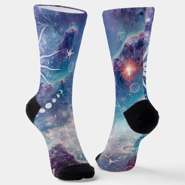 Lila blaues Himmelsmuster Socken (Gewinkelt)