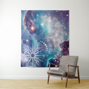 Lila blaues Himmelsmuster Wandteppich