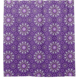 Lila Blaues Kaleidoskop Pinwheel Mandala Muster Duschvorhang