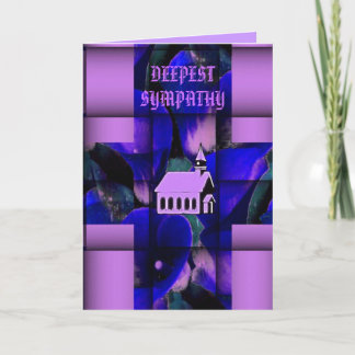 LILA BLAUES KIRCHEN-KREUZ-BEILEID KARTE