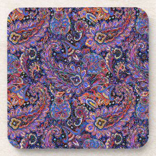 Lila-Blaues Paisley-Muster Getränkeuntersetzer