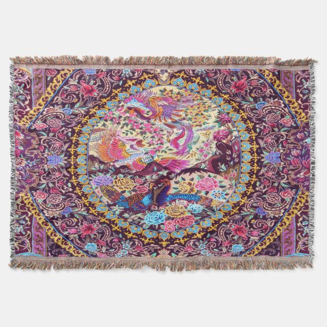 Lila Blaues Perserblumen Blume Peacock Decke (Vorderseite)