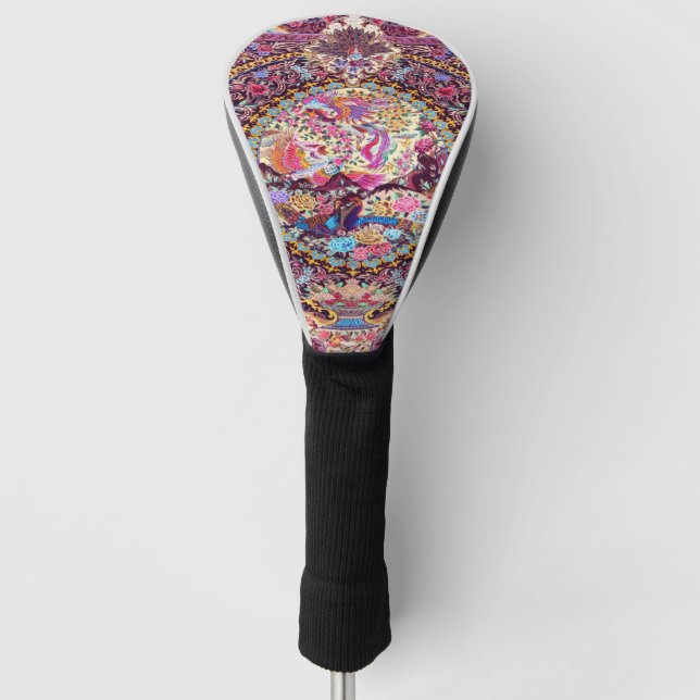 Lila Blaues Perserblumen Blume Peacock Golf Headcover (Vorderseite)