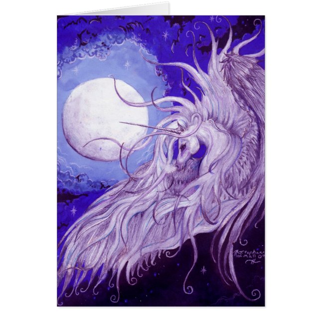 Lila blaues Pferd Unicorns-Mond-Mondpegasus (Vorne)
