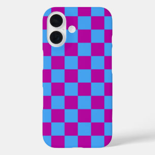 Lila blaues Prüfmuster für Karo iPhone 16 Hülle