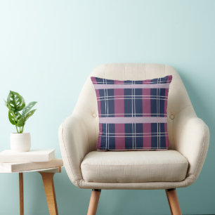 Lila blaues Tartan-Kariertes Muster Kissen