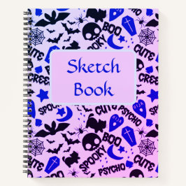 Lila, blaues und schwarzes Halloween-Sketch Notizbuch