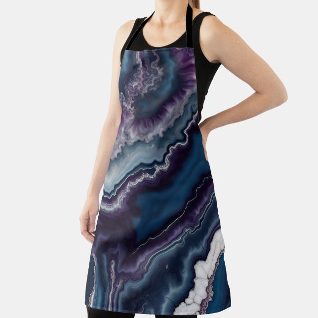 Lila blaues weißes Agate-Marmordesign Schürze (InSitu)
