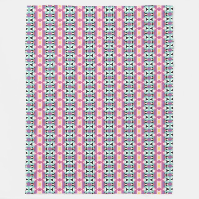 Lila-blaurosa Geometrisches Muster Fleecedecke (Vorderseite)