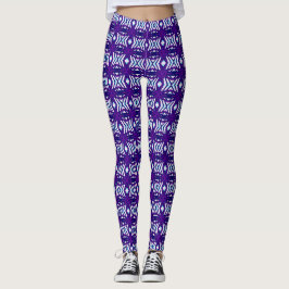 Lila Blaurosa Retro Deko Muster Gym Yoga Leggings
