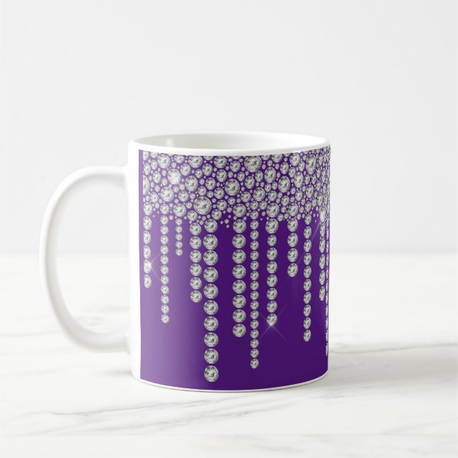 Lila Bling Girly Sparkle Kaffeetasse (Links)