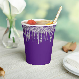Lila Bling Girly Sparkle Pappbecher