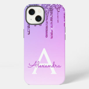Lila Bling Luxus Funkeln Glitter Monogramm Hülle- iPhone Hülle