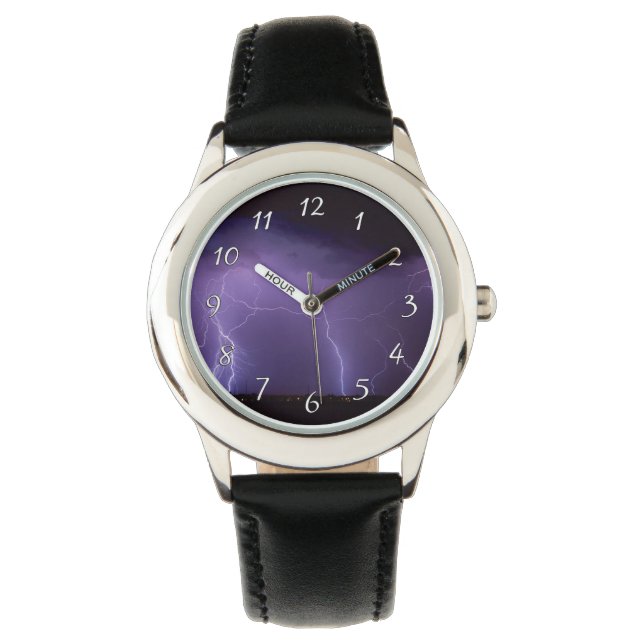 Lila Blitz in einem nächtlichen Donnersturm Armbanduhr (Vorderseite)