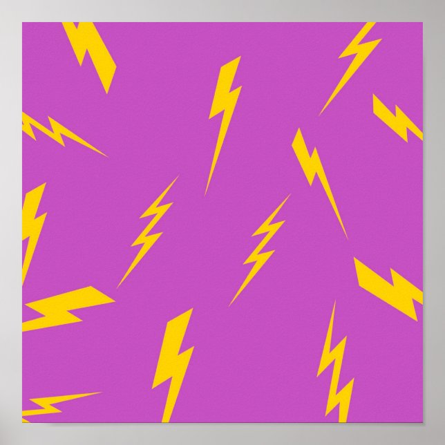 Lila Blitzhintergrund Y2K-Muster Poster (Vorne)
