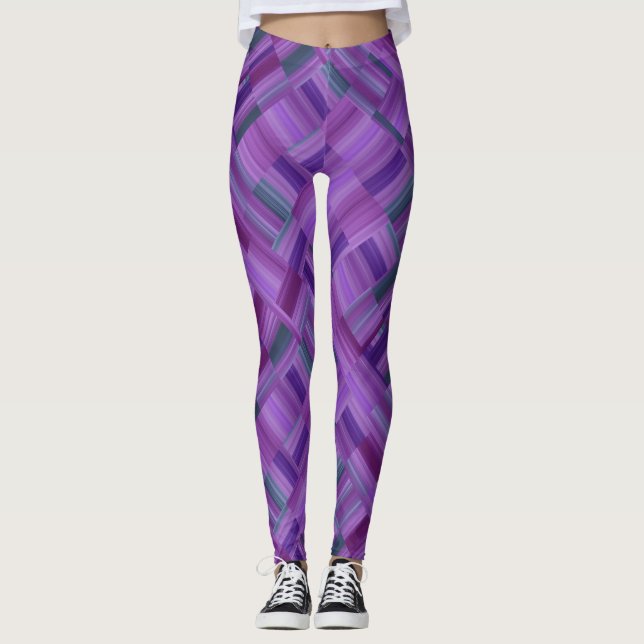 Lila Blockdesign Leggings (Vorderseite)