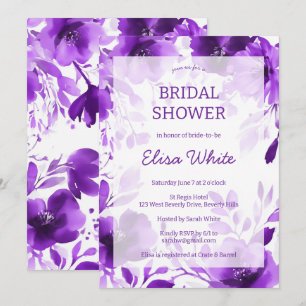 Lila Blogs Wasserfarbe Brautparty CUSTOM Einladung