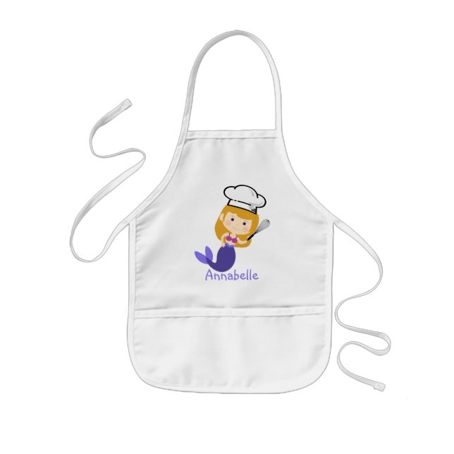 Lila Blonde Mermaid Koch personalisieren Kinderschürze (Vorne)