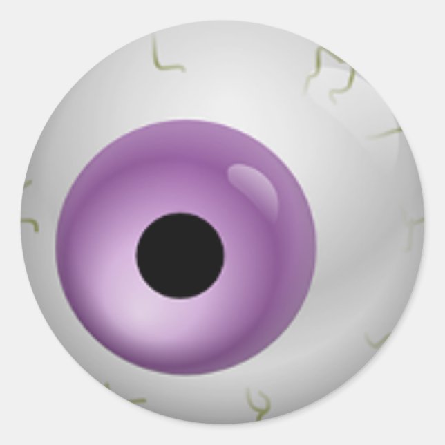 Lila Bloodshot Zombie Eyeball Halloween Runder Aufkleber (Vorderseite)