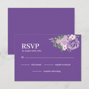 Lila Blooms Dusty Rose Blumenhochzeit RSVP Karte