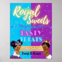Lila|Blue Afro Gender Reveal Royal Süßigkeiten unt Poster