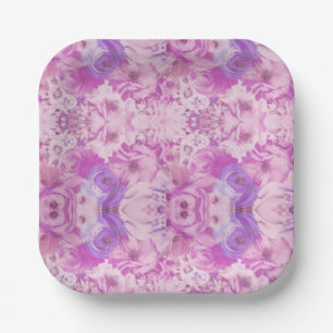 Lila Blue Blume Abstrakt Pappteller
