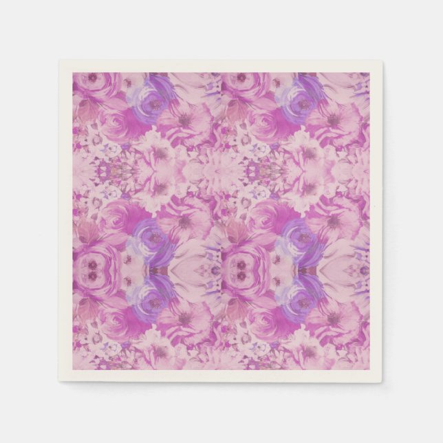 Lila Blue Blume Abstrakt Serviette (Vorderseite)