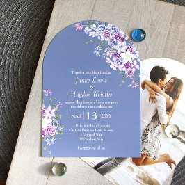 Lila & Blue Boho Rose Garden Wedding Einladung