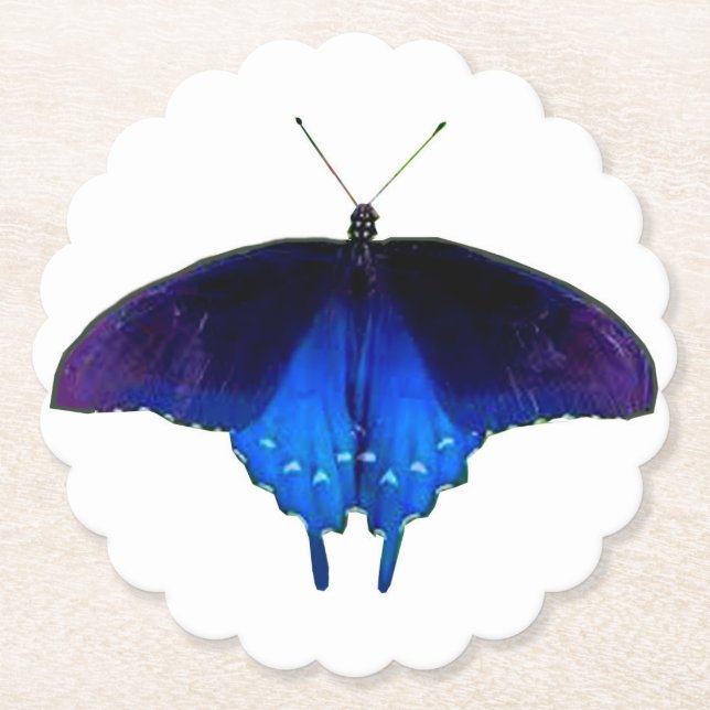 Lila Blue Butterfly-Untersetzer (Set von 6 Jahren) Untersetzer (Vorderseite)
