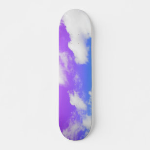 Lila Blue Clouds Sky Skateboard