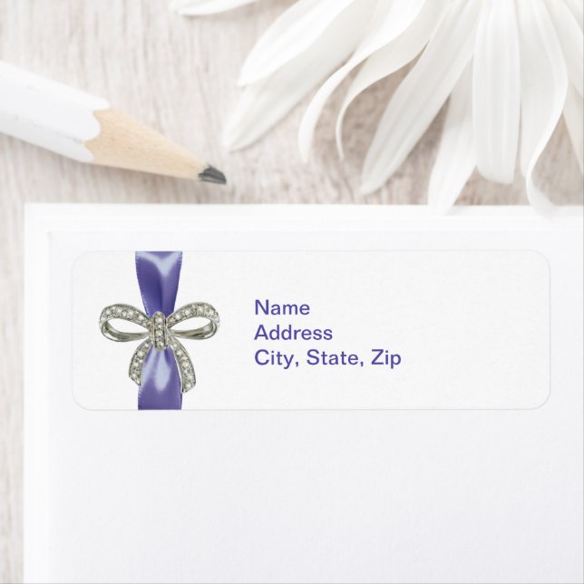 Lila Blue Diamond Bow Address Labels (Insitu)