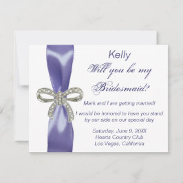 Lila Blue Diamond Bow Bridesmaid Card Einladung
