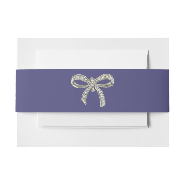 Lila Blue Diamond Bow Einladung Bauchband Einladungsbanderole (Vorderseite Beispiel)