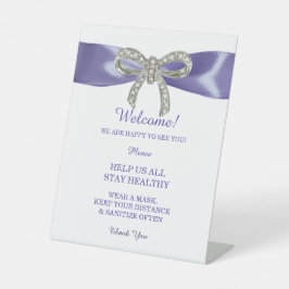 Lila Blue Diamond Bow Hochzeitszeichen Sockelschild