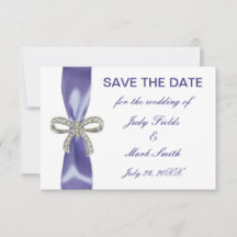 Lila Blue Diamond Bow Save the Date Card