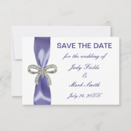 Lila Blue Diamond Bow Save the Date Card