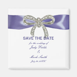 Lila Blue Diamond Bow speichert das Datumsfenster Magnet
