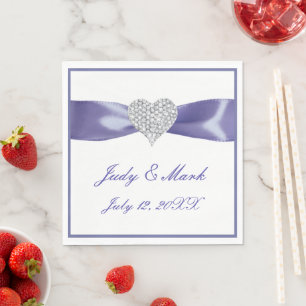 Lila Blue Diamond Heart Paper Napkins Serviette