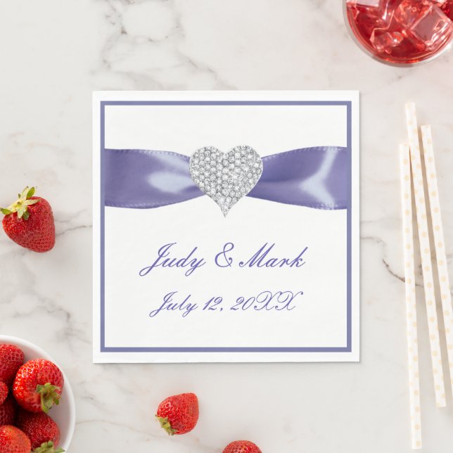 Lila Blue Diamond Heart Paper Napkins Serviette (Beispiel)