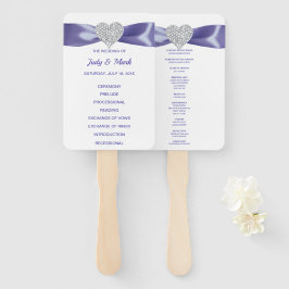 Lila Blue Diamond Heart Wedding Program Fans Fächer