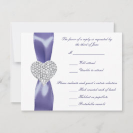 Lila Blue Diamond Heart Wedding Response Card Einladung
