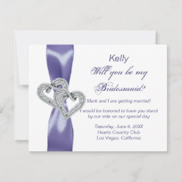 Lila Blue Diamond Hearts Bridesmaid Card Einladung