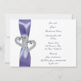 Lila Blue Diamond Hearts Junggeselinnen-Abschied Einladung