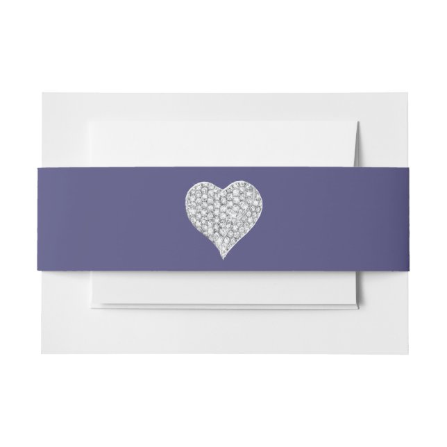 Lila Blue Diamond Herz Einladung Bauchband Einladungsbanderole (Vorderseite Beispiel)