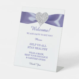 Lila Blue Diamond Herz Hochzeitssicherheit Sockelschild