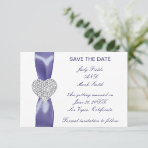 Lila Blue Diamond Herz Save the Date Karte