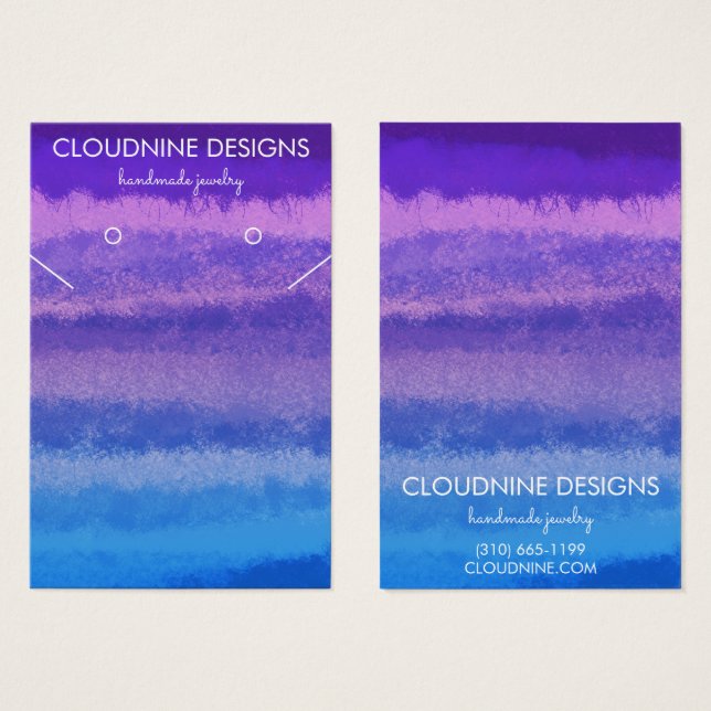 Lila Blue Earring Necklace Juwelier Display Card (Vorne & Hinten)